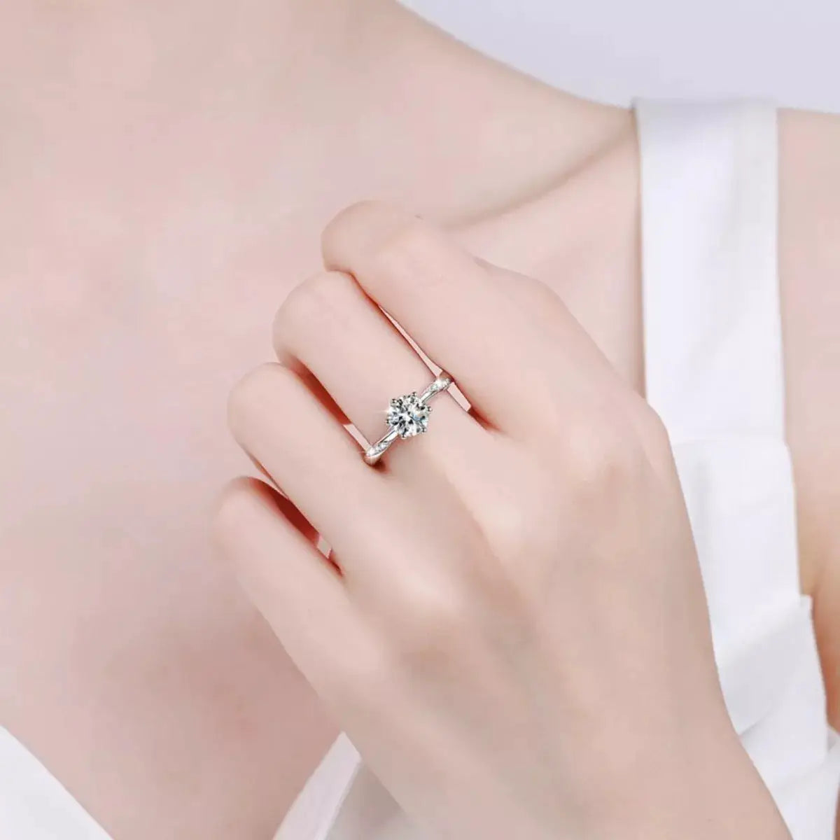 1 Carat Moissanite 925 Sterling Silver Ring by Trendsi