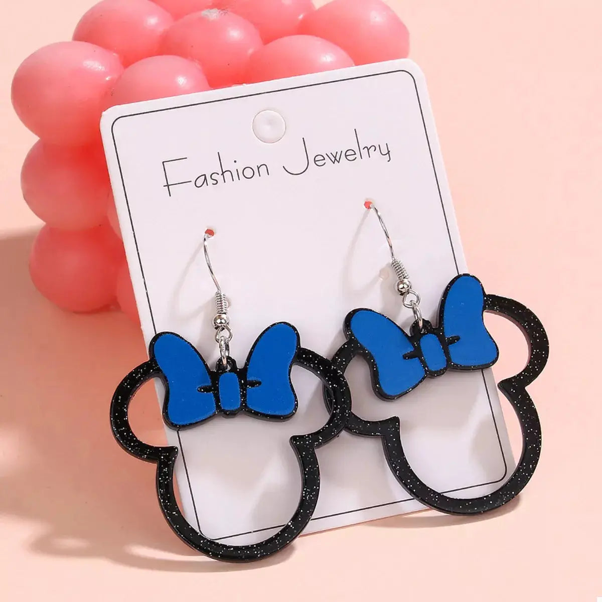Mickey Mouse Bow Drop Earrings by Trendsi