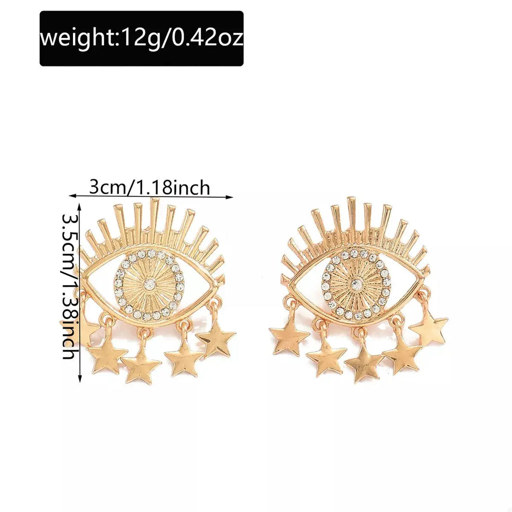 18K Gold-Plated Evil Eye Star Earrings by Trendsi
