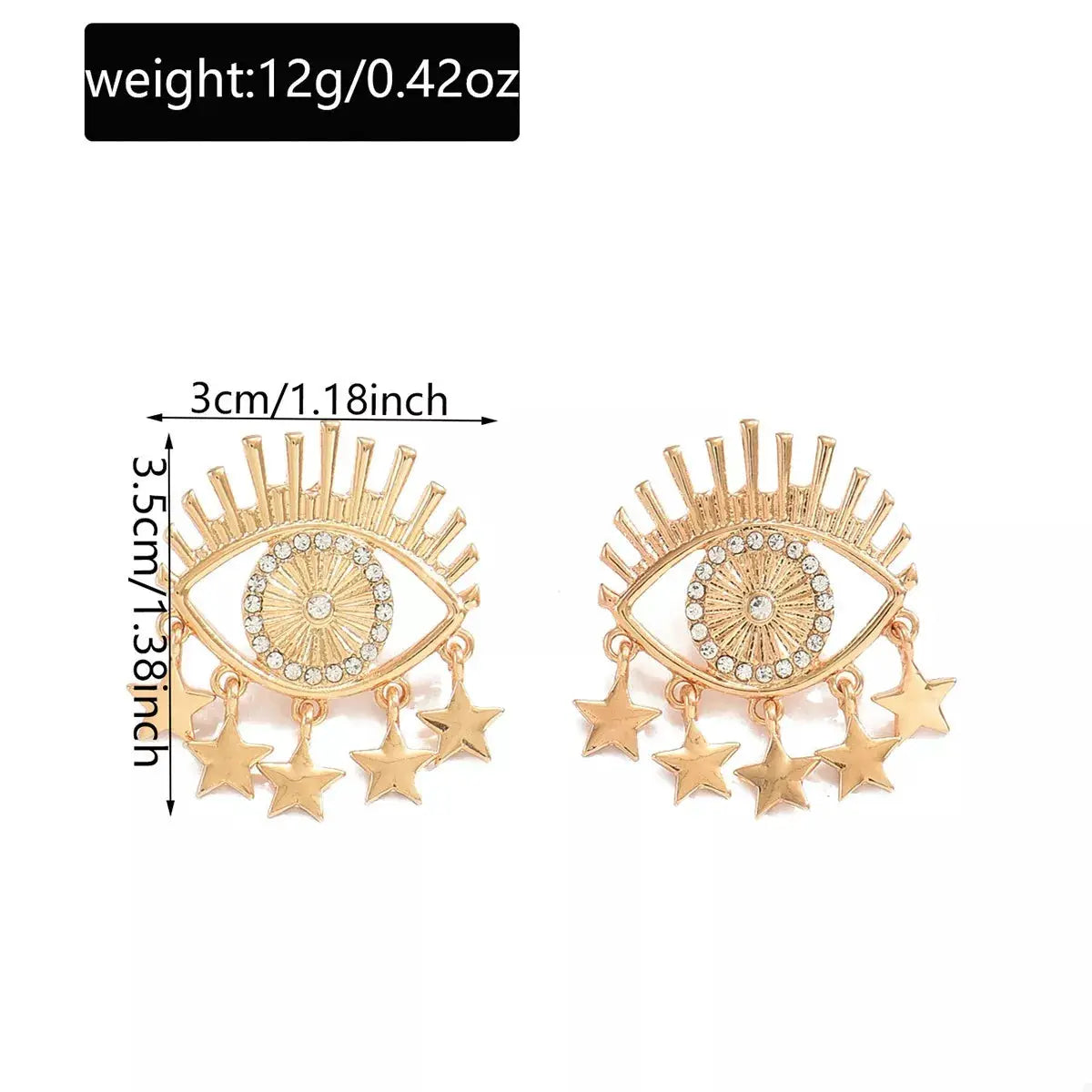 18K Gold-Plated Evil Eye Star Earrings by Trendsi