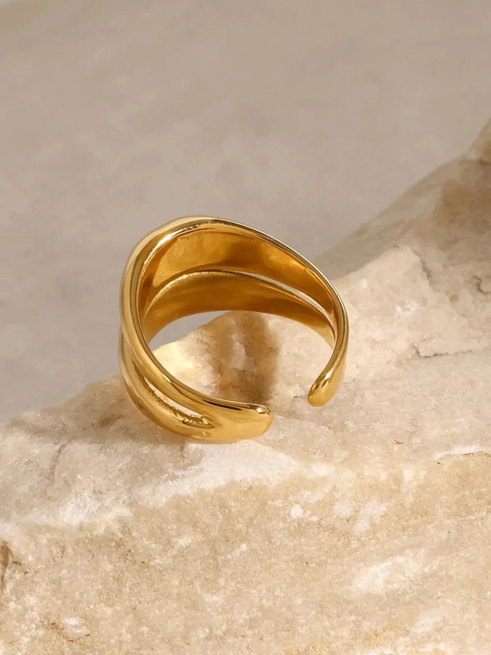 Stainless Steel Double-Layered Ring by Trendsi
