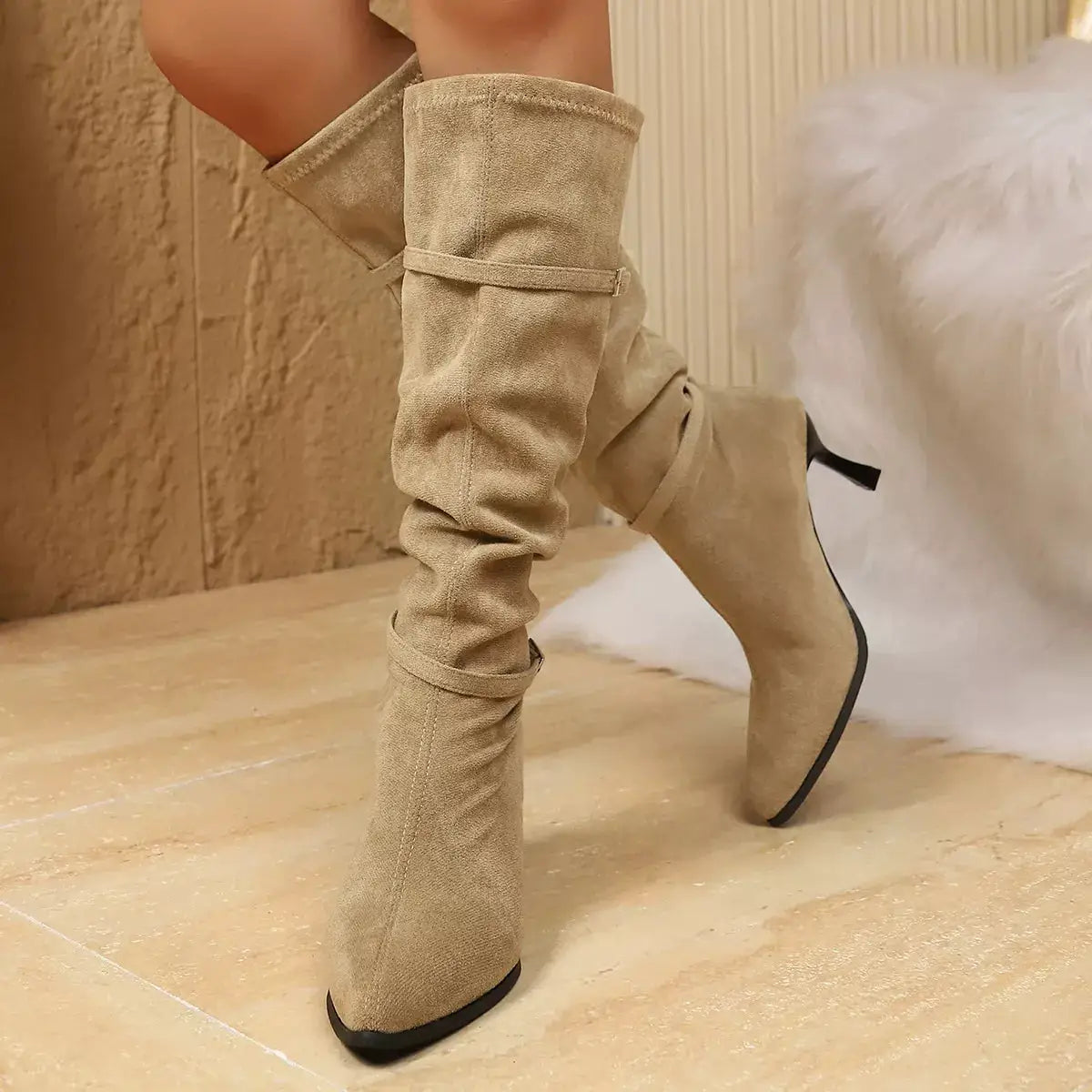 Point Toe Kitten Heels Boots by Trendsi