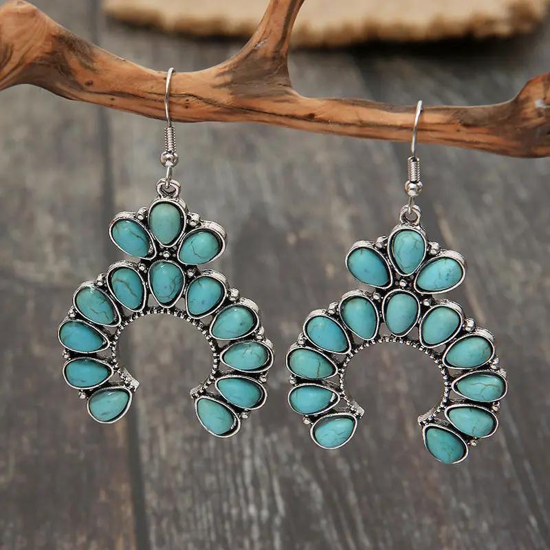 Artificial Turquoise Drop Earrings by Trendsi