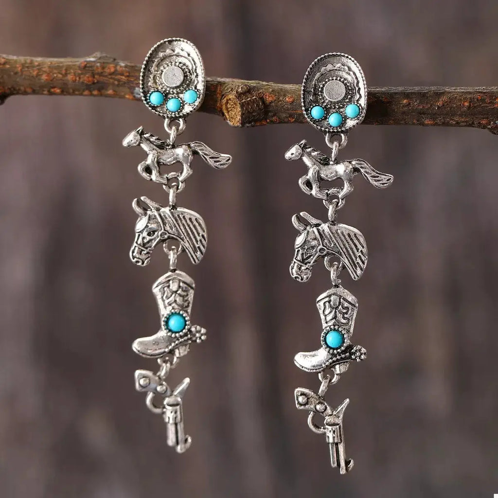 Western Style Turquoise Accent Earrings by Trendsi