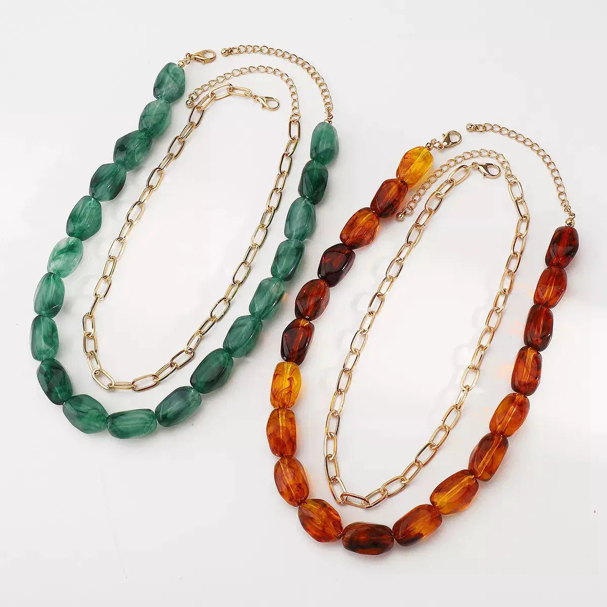 2 Piece Colorful Beaded Chain Necklace by Trendsi