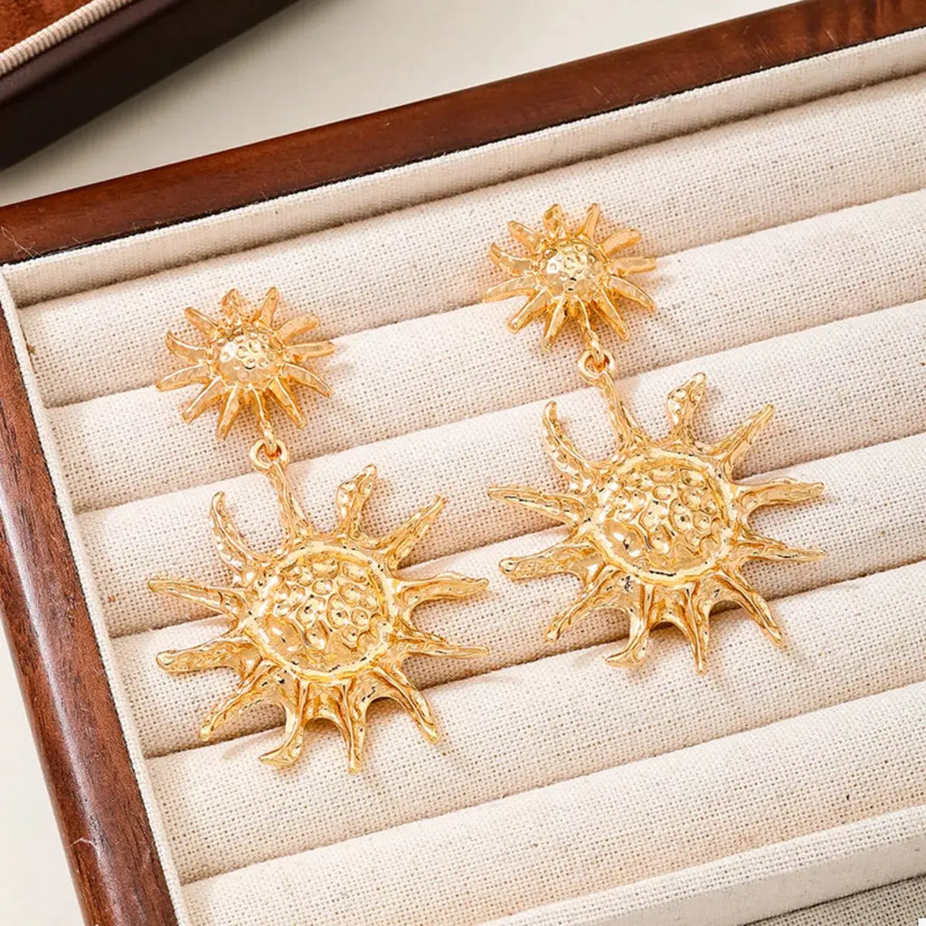18K Gold-Plated Sun Burst Drop Earrings by Trendsi