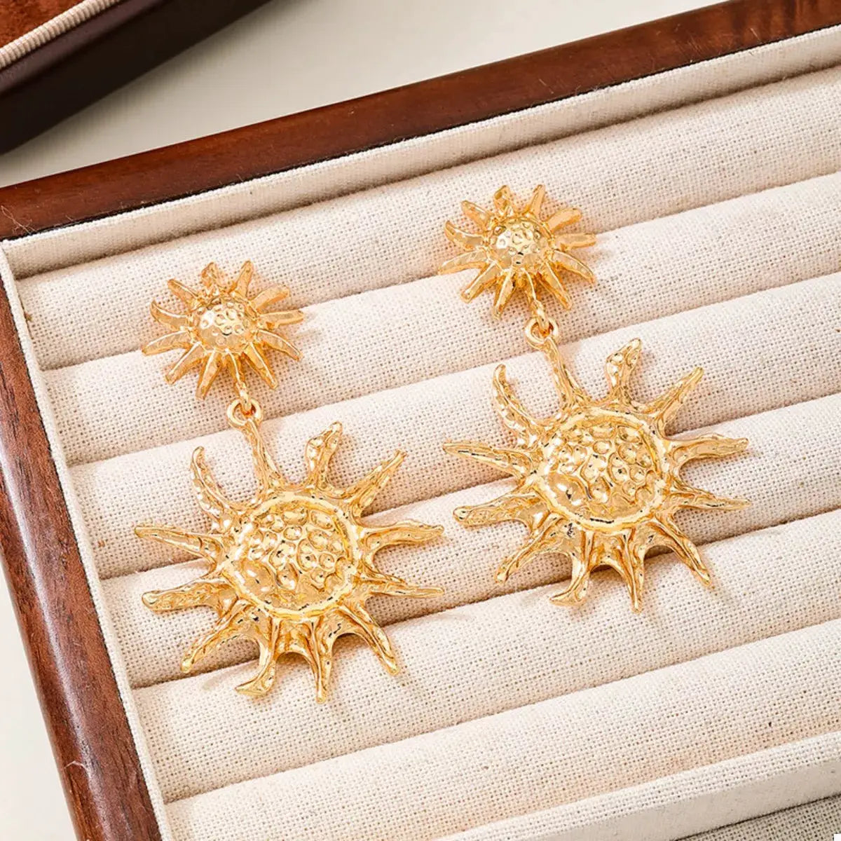 18K Gold-Plated Sun Burst Drop Earrings by Trendsi