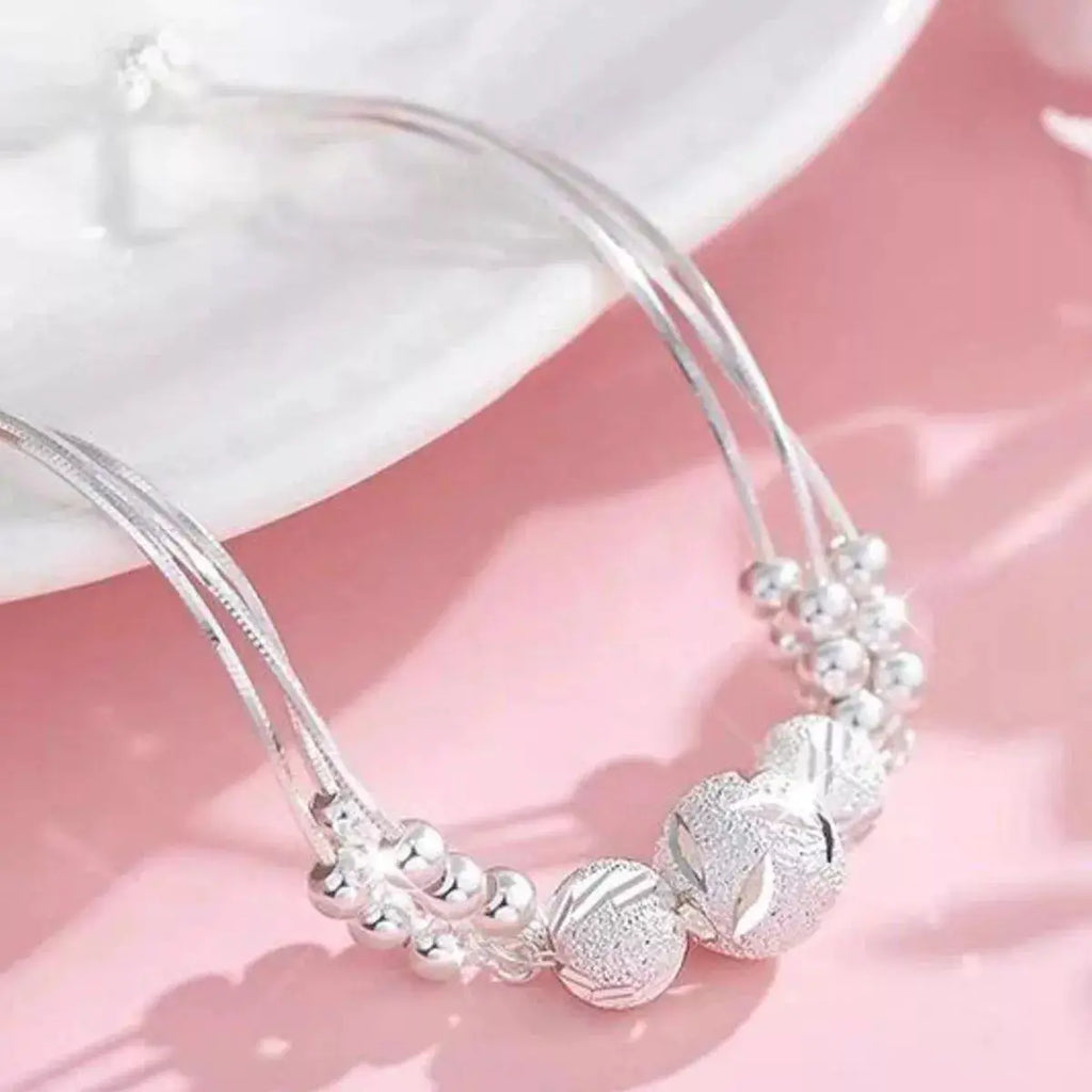 925 Sterling Silver Bead Chain Bracelet by Trendsi