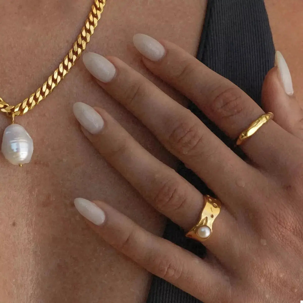 18K Gold-Plated Pearl Ring by Trendsi