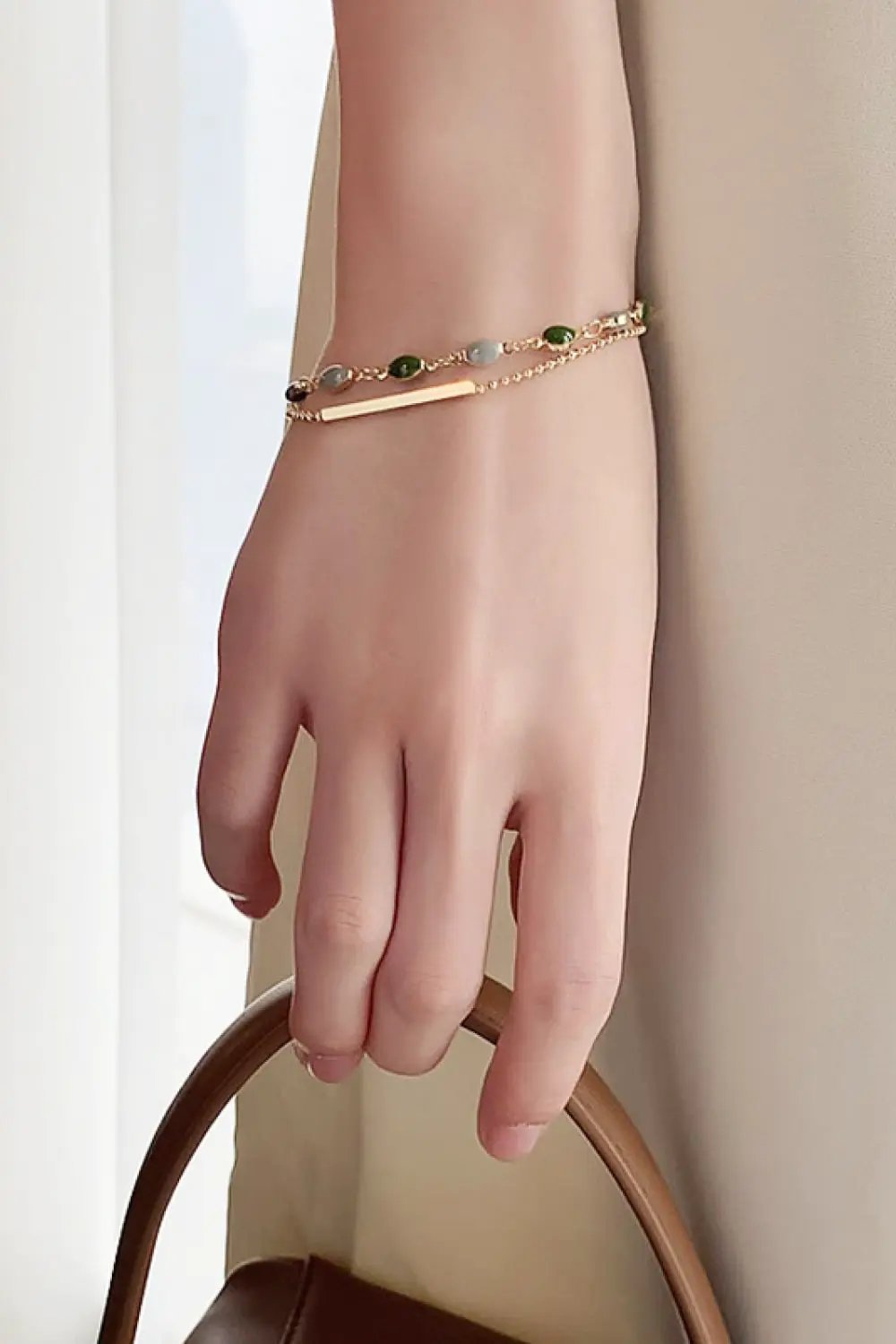 Alloy Double-Layered Bracelet by Trendsi