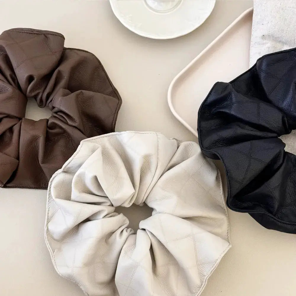 3-Piece PU Leather Elastic Hair Scrunchy by Trendsi