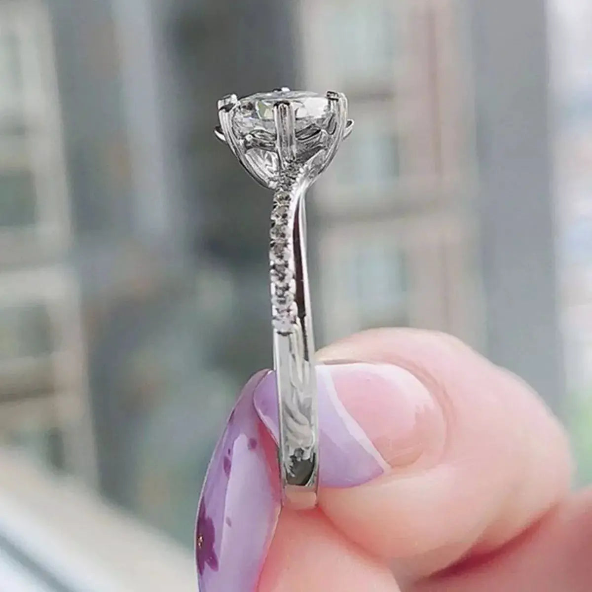 1 Carat 925 Sterling Silver Moissanite Ring by Trendsi