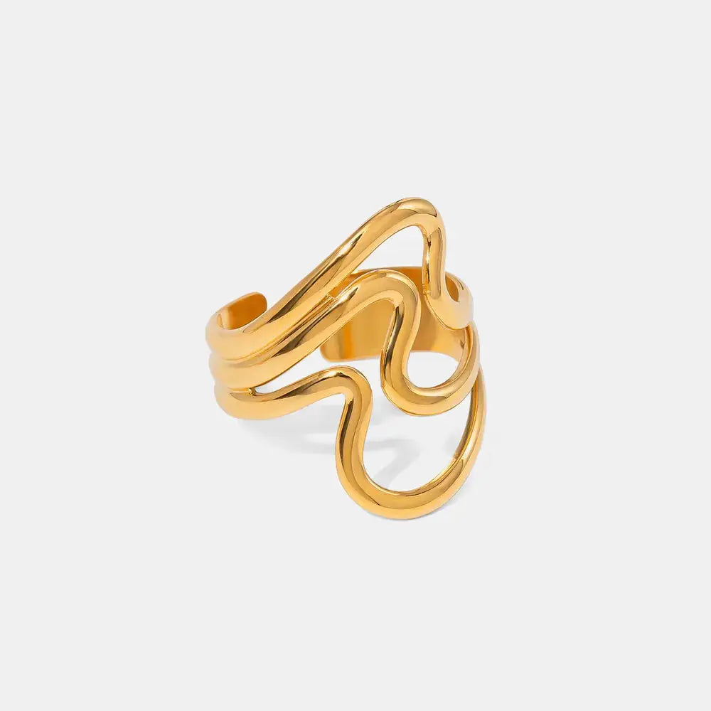 Stainless Steel Corrugated Open Ring by Trendsi
