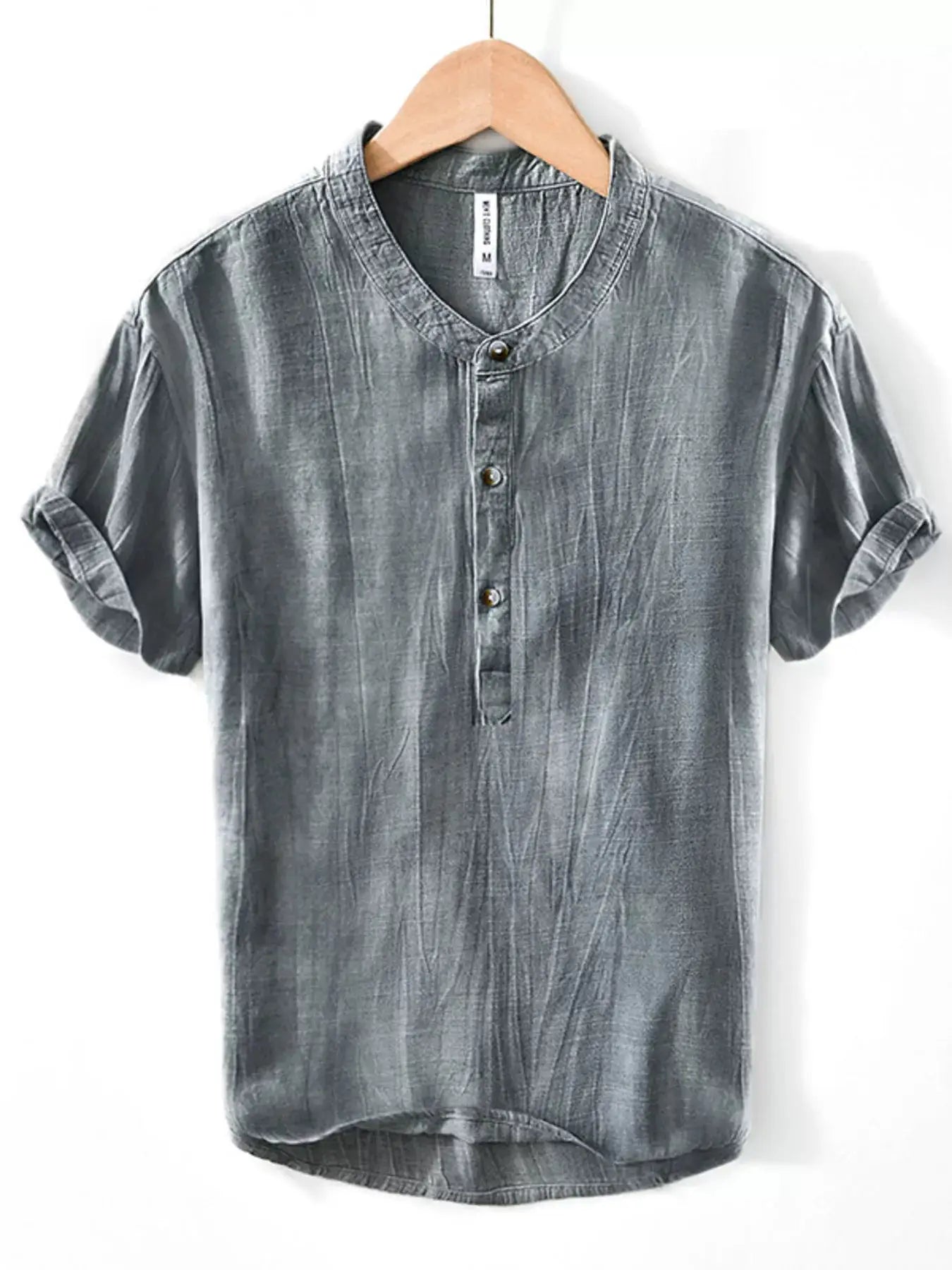 Men's Plus Size Button Detail Short Sleeve Blouse by Trendsi