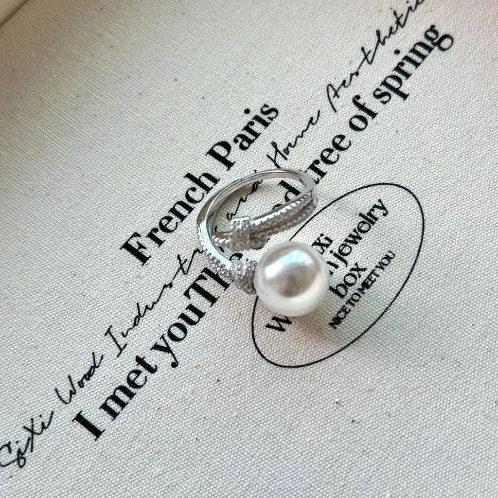 Pearl Zircon Bypass Ring by Trendsi