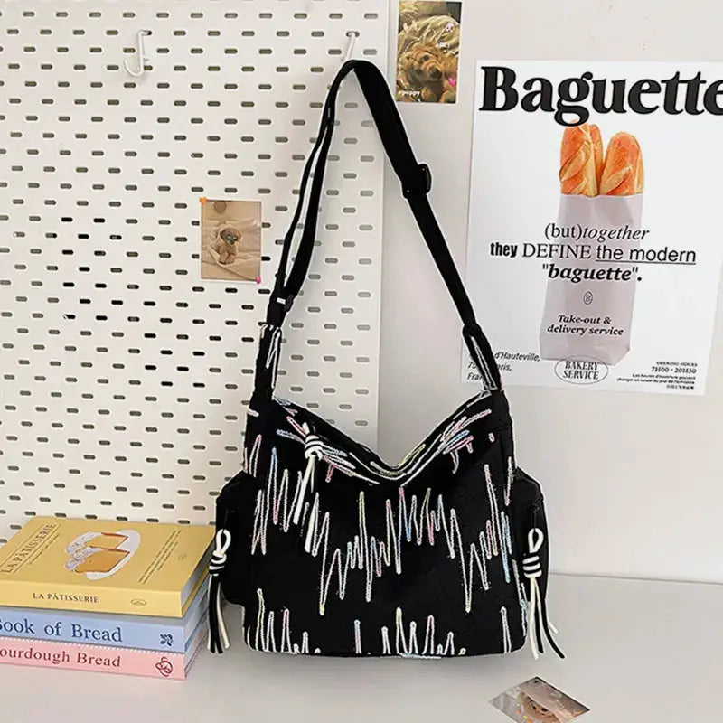 Contrast Texture Shoulder Bag by Trendsi