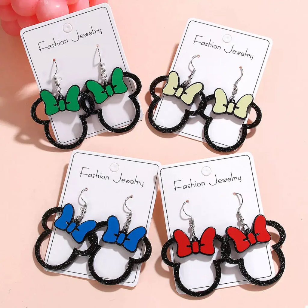Mickey Mouse Bow Drop Earrings by Trendsi