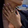 18K Gold-Plated Rhinestone Open Ring by Trendsi