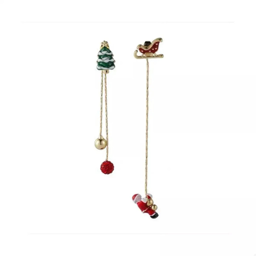 Christmas Tree & Santa Claus Drop Earrings by Trendsi