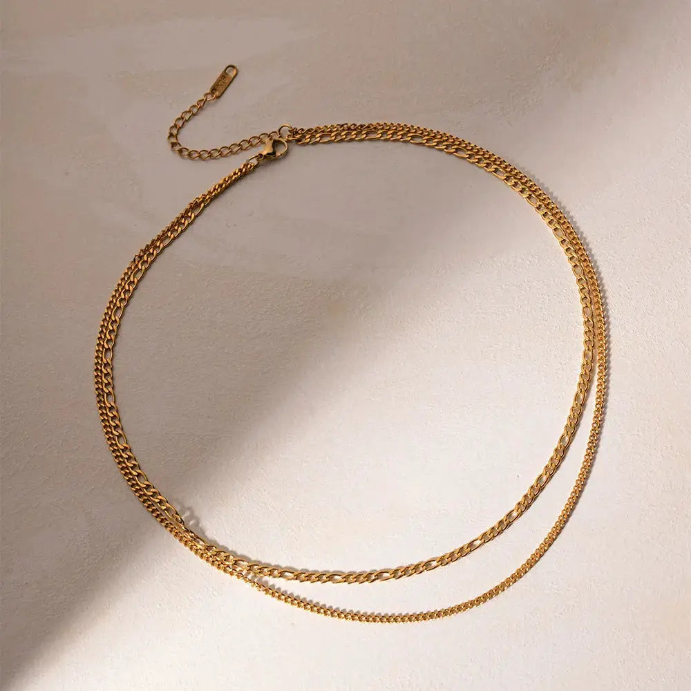 Stainless Steel Double-Layered Necklace by Trendsi
