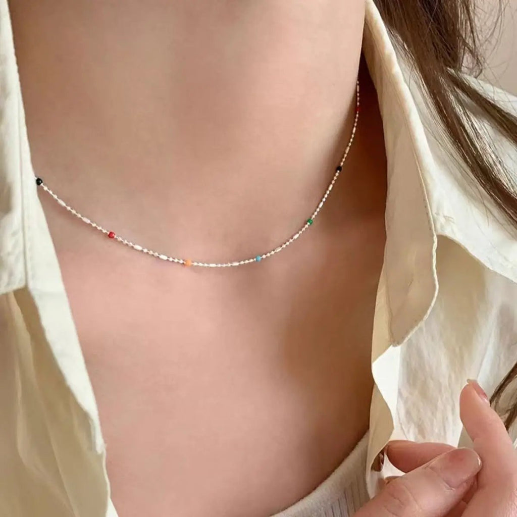 925 Sterling Silver Bead Necklace by Trendsi