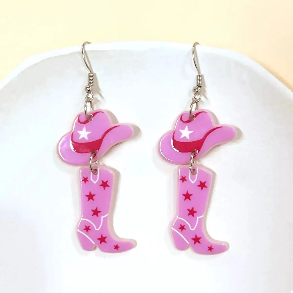 Cowboy Boot and Hat Dangle Earrings by Trendsi