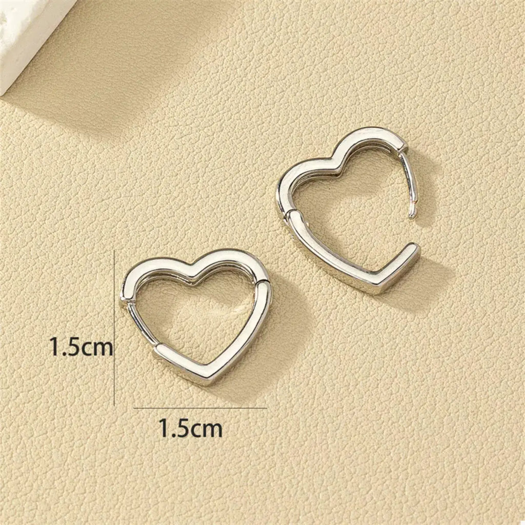 Alloy Heart Shape Hoop Earrings by Trendsi