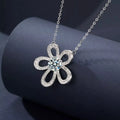 1 Carat Moissanite 925 Sterling Silver Flower Pendant Necklace by Trendsi