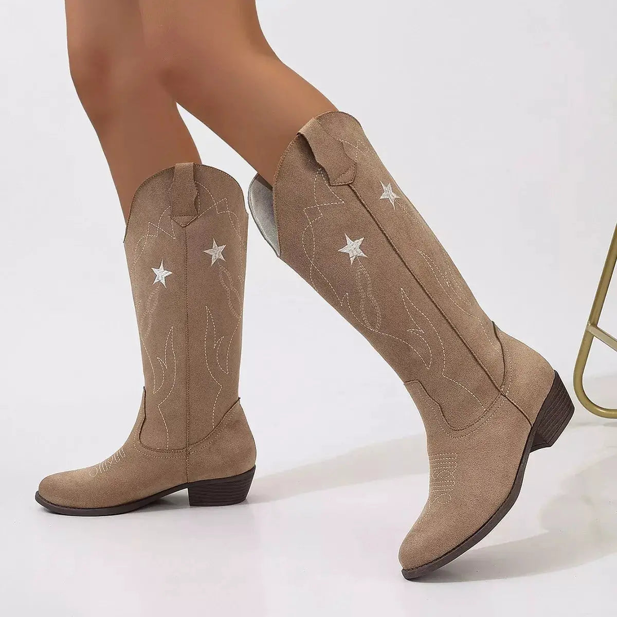 Western Star Embroidered Cowboy Boots by Trendsi