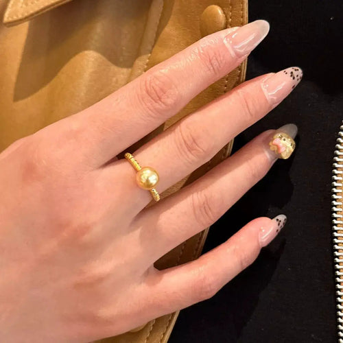 18K Gold-Plated Pearl Ring by Trendsi