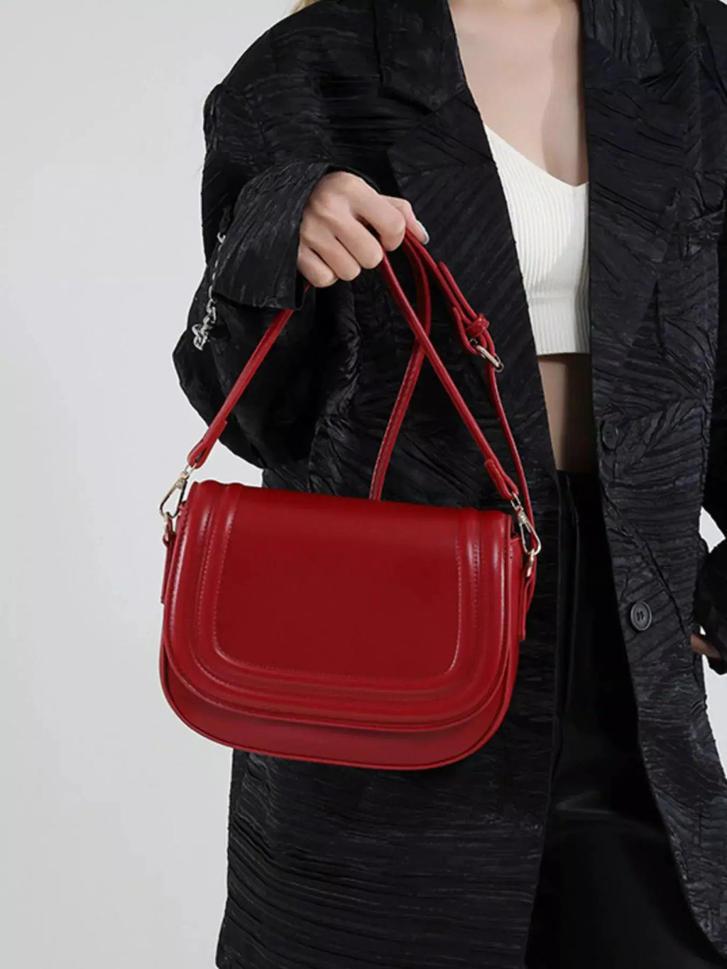 Elegant PU Leather Saddle Crossbody Bag by Trendsi