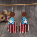 Star & Stripes Wooden Dangle Earrings by Trendsi