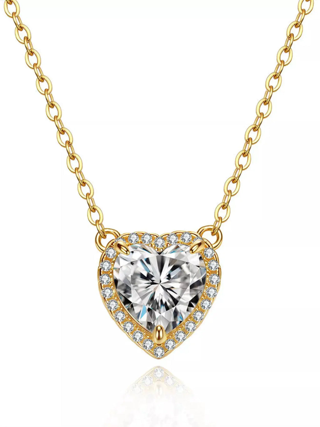 2 Carat 18K Gold-Plated Moissanite Heart Necklace by Trendsi