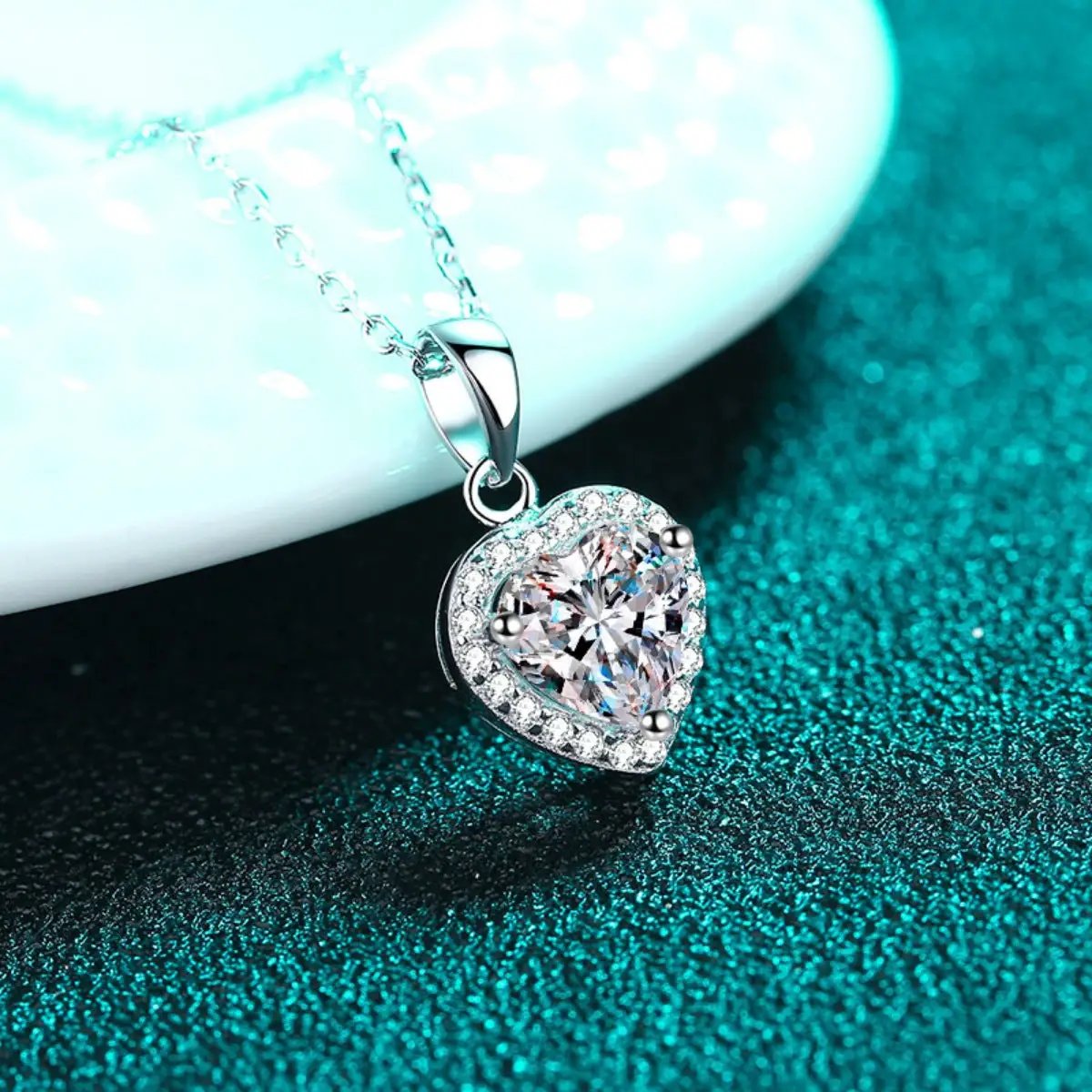 2 Carat Moissanite 925 Sterling Silver Heart Pendant Necklace by Trendsi