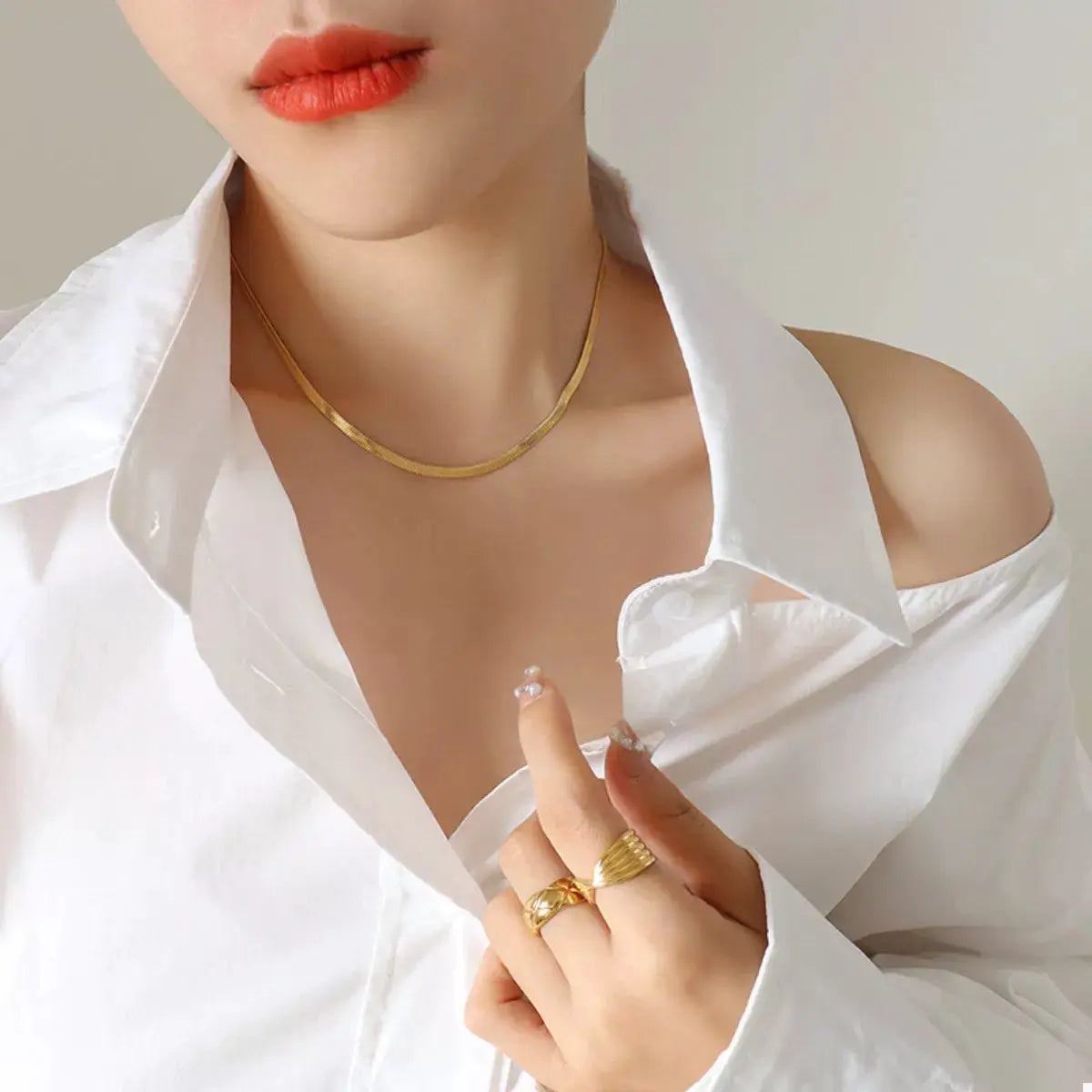 18K Gold-Plated Titanium Steel Necklace by Trendsi