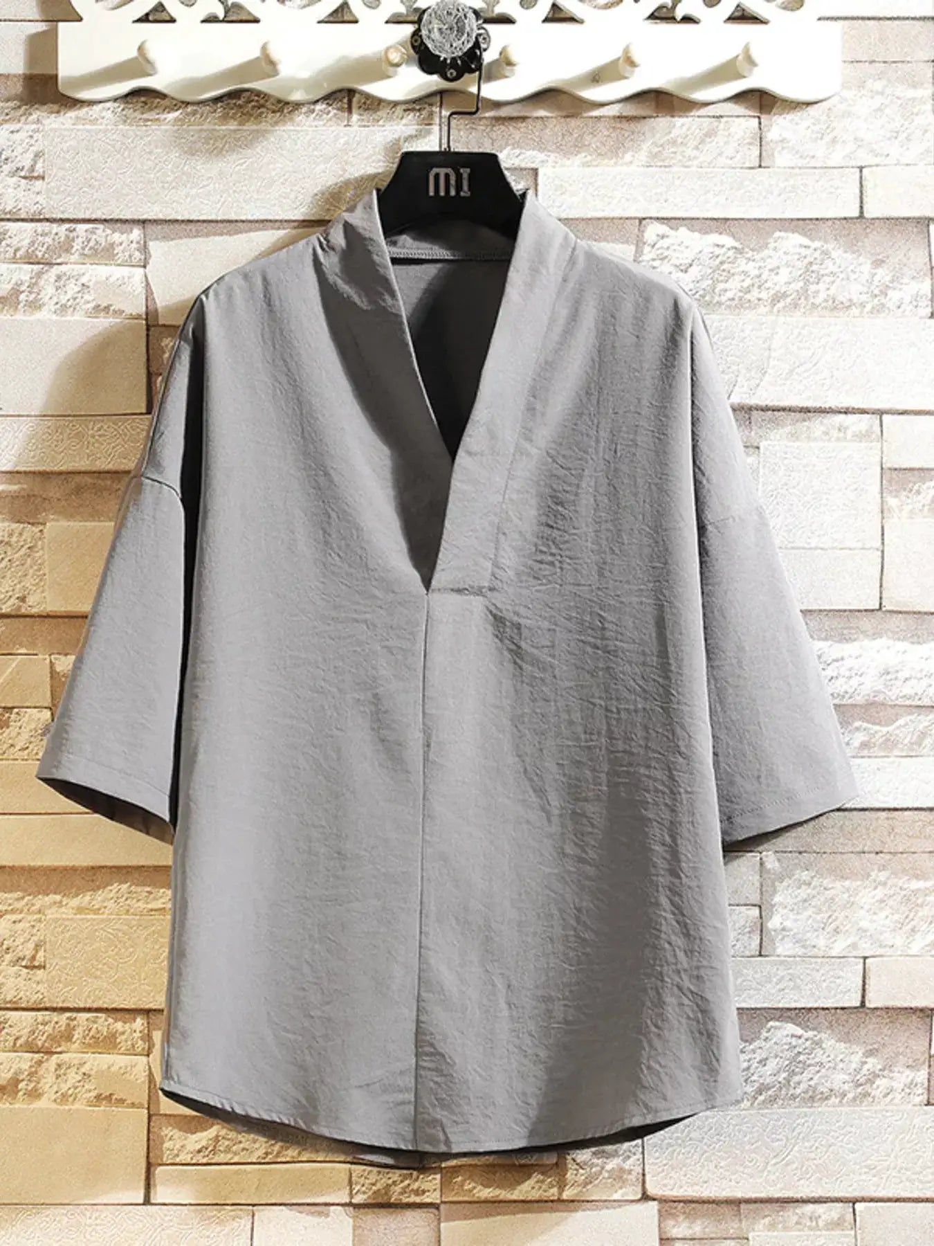 Men's Plus Size Casual Half Sleeve Kimono Shirt by Trendsi