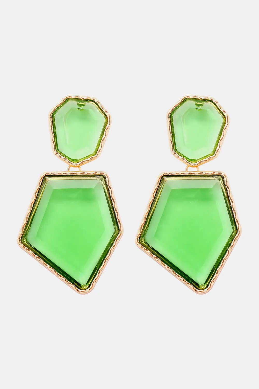 Geometrical Shape Zinc Alloy Frame Resin Dangle Earrings by Trendsi
