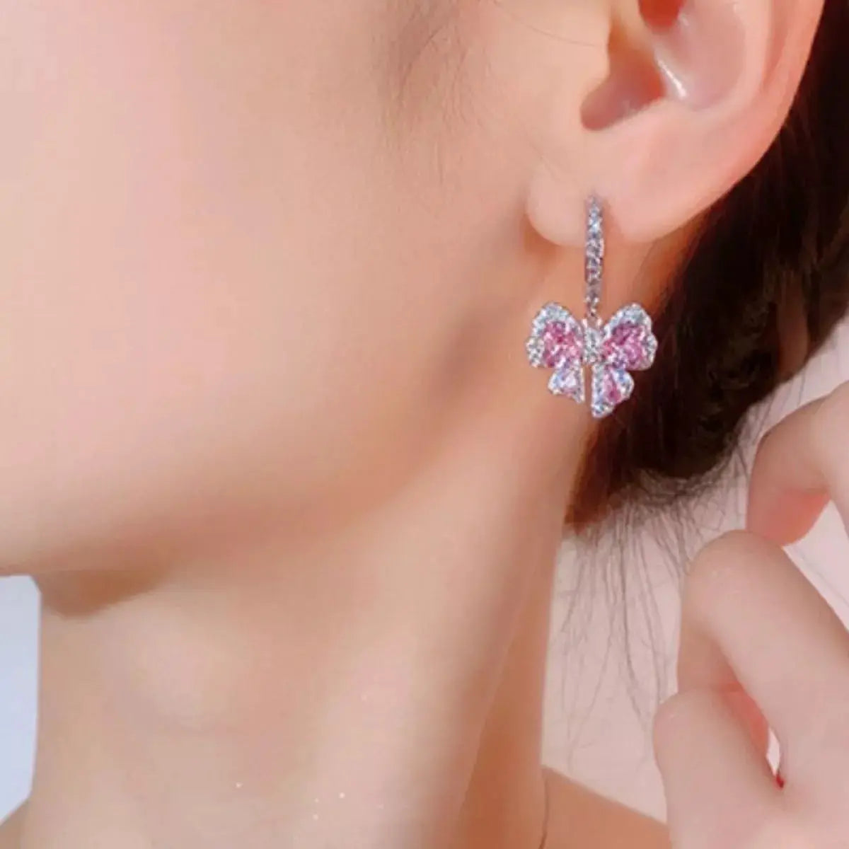 Zircon Bowknot Drop Earrings by Trendsi