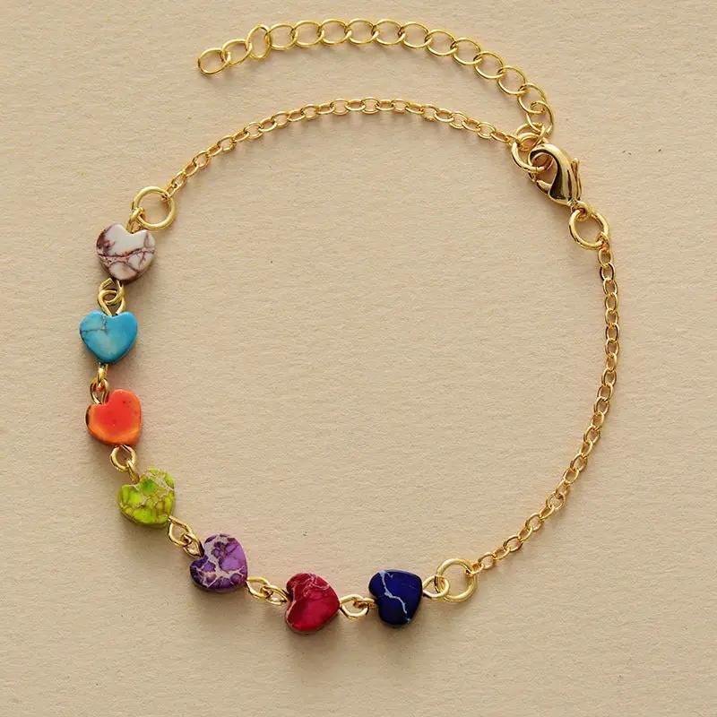 Heart Natural Stone Bracelet by Trendsi