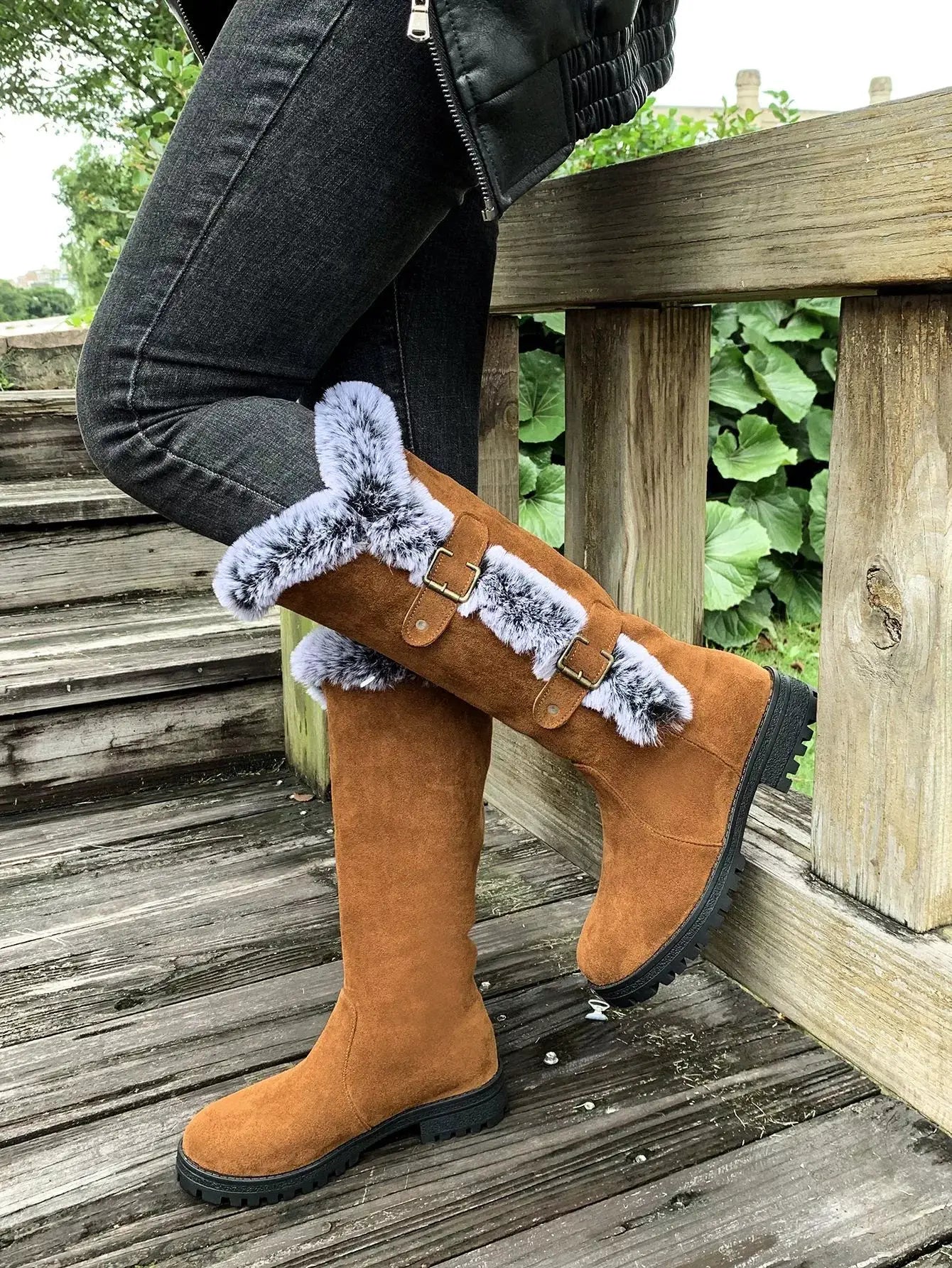 Round Toe Block Heels Boots by Trendsi