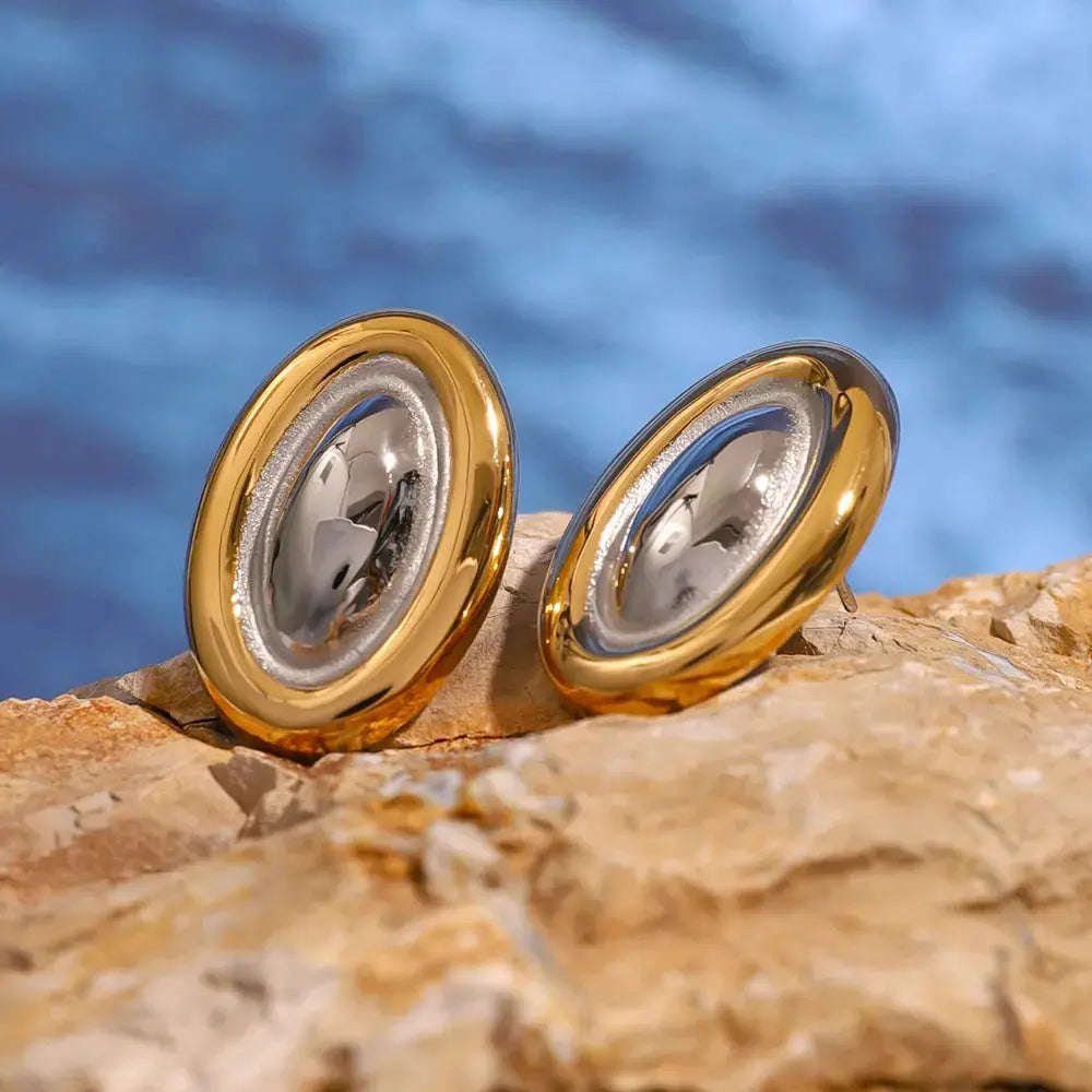 18K Gold-Plated Stainless Steel Stud Earring by Trendsi