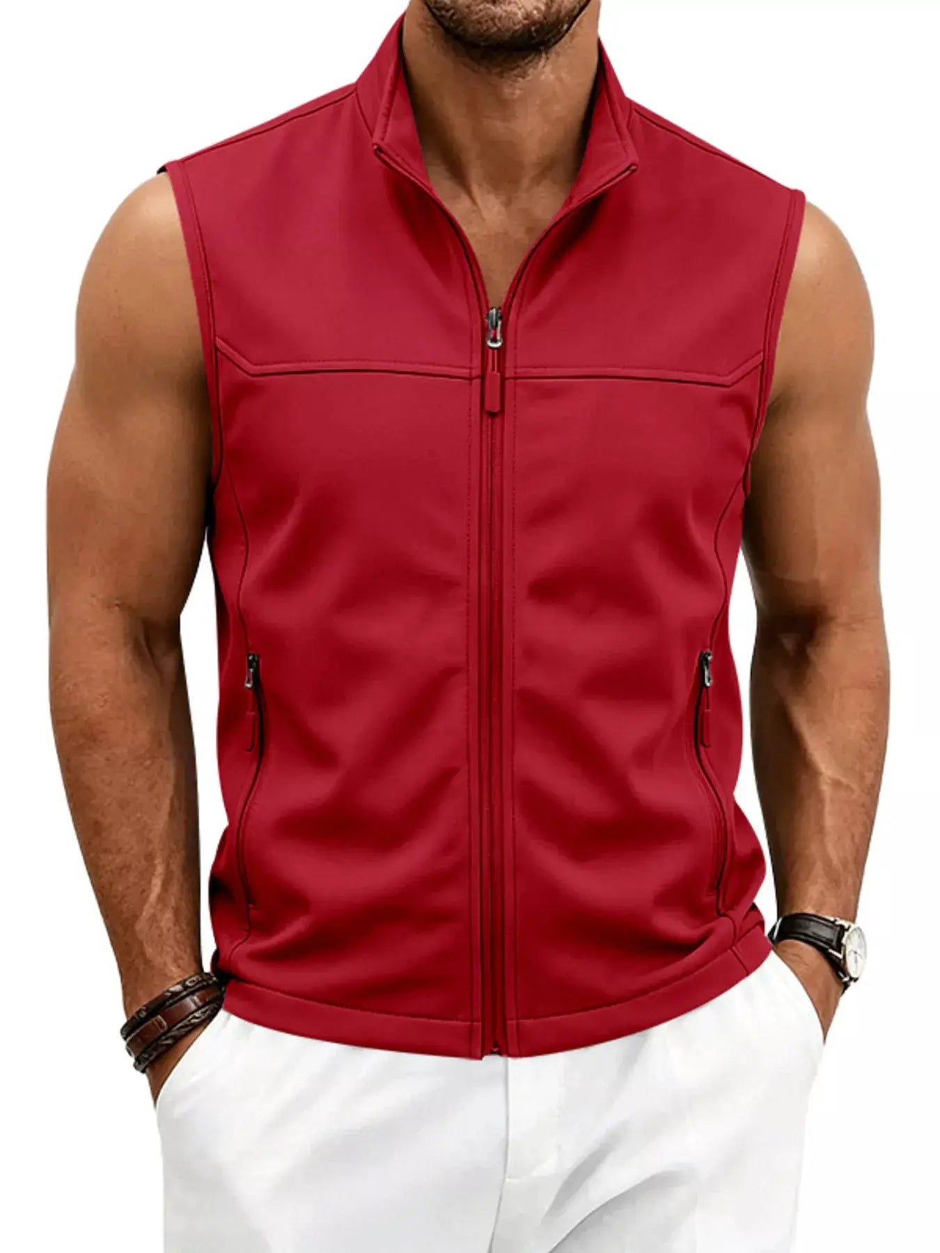 Men's Plus Size Zip Up Vest by Trendsi