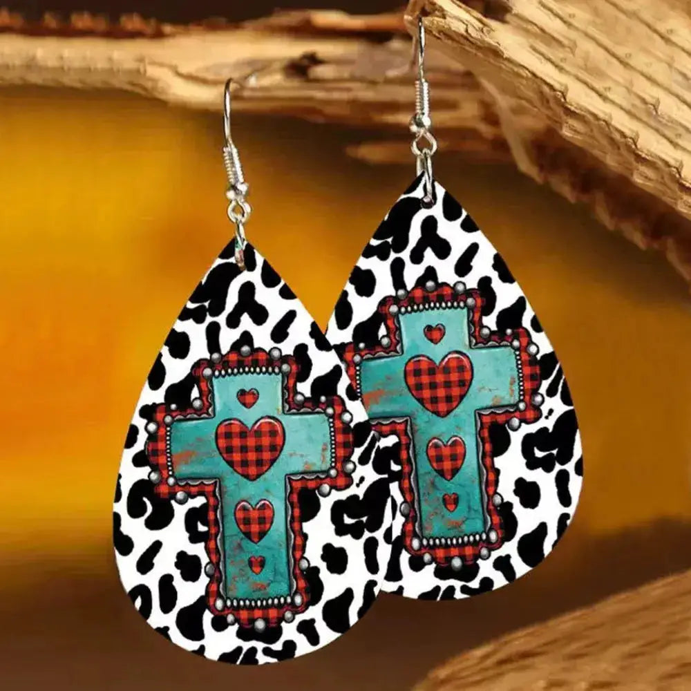 PU Leather Iron Hook Teardrop Earrings by Trendsi