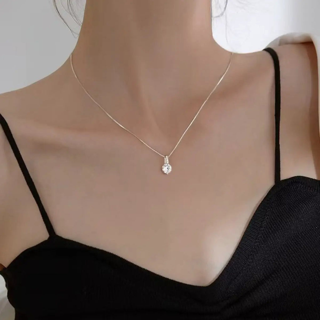 1 Carat Moissanite 925 Sterling Silver Pendant Necklace by Trendsi
