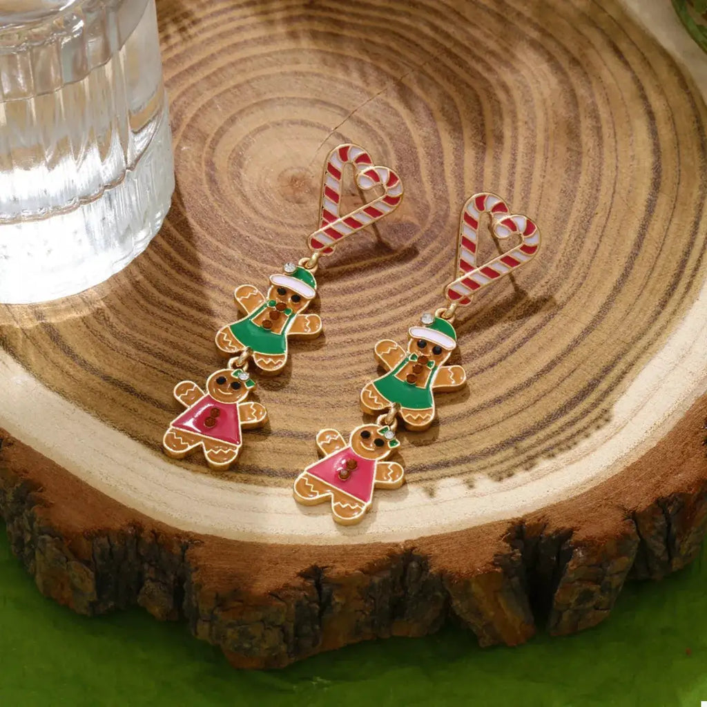 Christmas Gingerbread Man Dangle Earrings by Trendsi