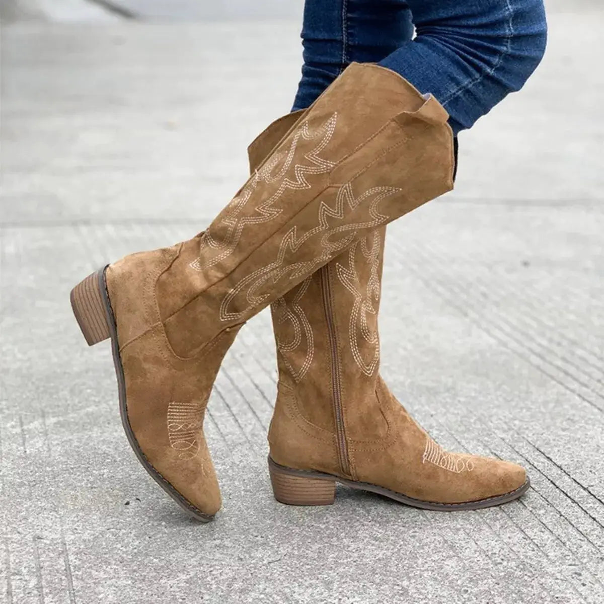 Point Toe Block Heels Boots by Trendsi