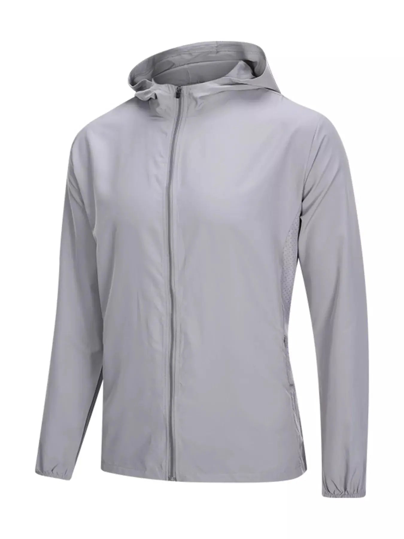 Men's Plus Size Zip Up Long Sleeve Hooded Jacket by Trendsi