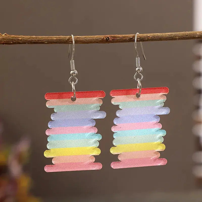 Acrylic Rainbow Dangle Earrings by Trendsi