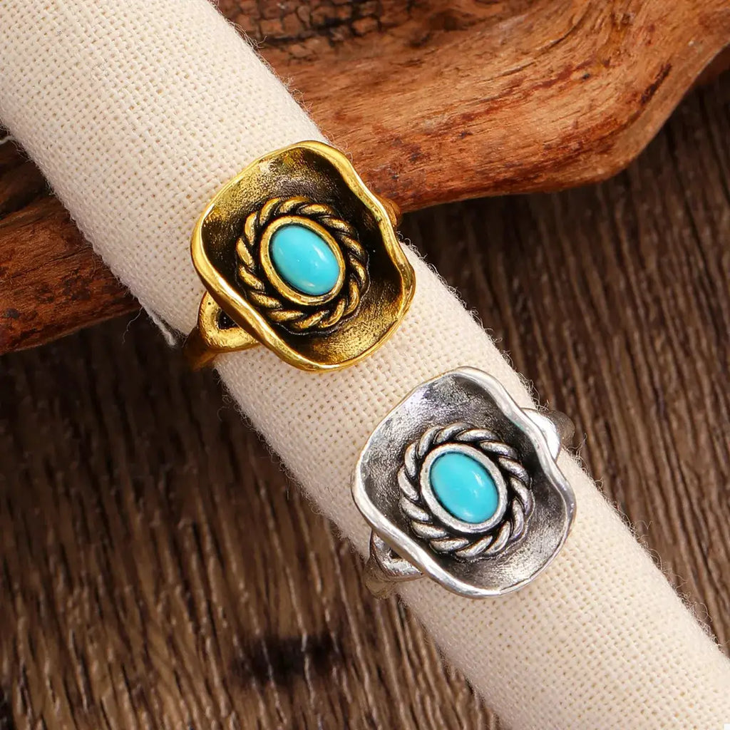 4 Piece Vintage Western Style Bull Head Rings by Trendsi