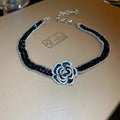 Alloy Crystal Rose Necklace by Trendsi